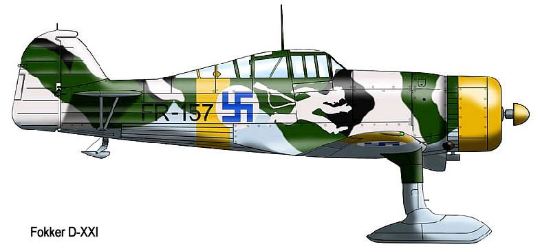 Самолёт Fokker D.XXI Финских ВВС.