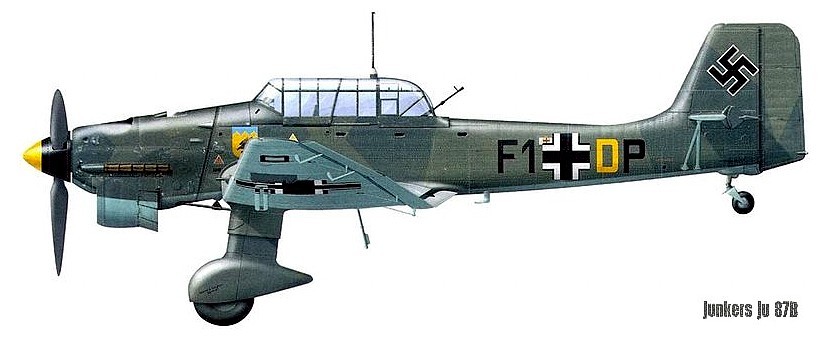 Немецкий пикировщик Ju-87B.