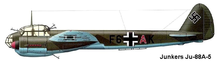 Немецкий бомбардировщик Ju-88A-5.