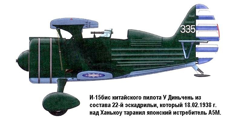 Истребитель И-15бис лётчика У Диньчень