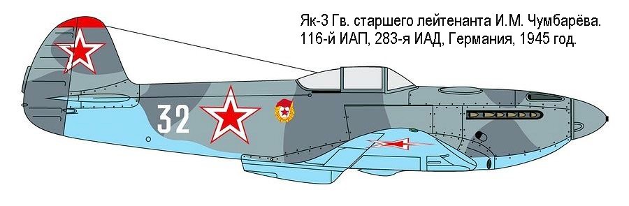 Як-3 Гв.ст.лейтенанта И.М.Чумбарёва.