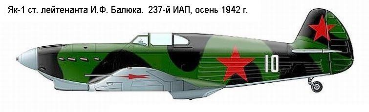 Як-1, на котором летал И.Ф.Балюк.