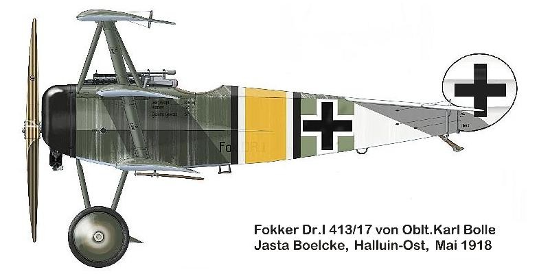 Fokker Dr.I Карла Болле. Май 1918 г.